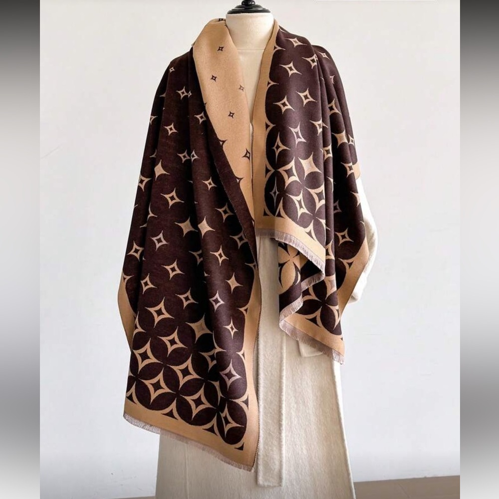 Faux Cashmere Abstract Geo Pattern Scarf Shawl Wrap Winter Holiday Presents Gift